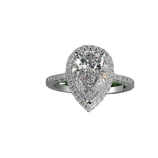 Luckacco Luxury Crystal Water Drop Zircon Rings For Women Silver Plated Stainless Steel  Wedding Anniversary Gift Party Trendy Jewelry