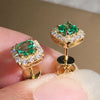 Luckacco daily picks Eternity Green CZ Stud Earrings for Women Gold Color Luxury Bride Wedding Earrings Elegant Ear Accessories Party Jewelry