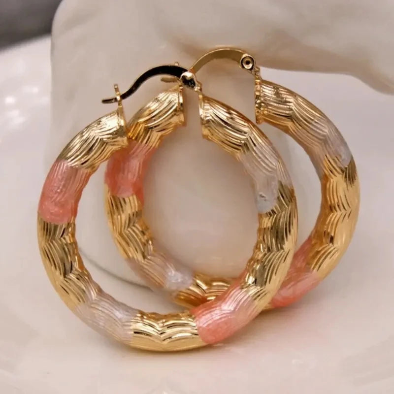 luckacco golden hoop earrings bohemian style alloy earrings exquisite gift women's daily casual earrings