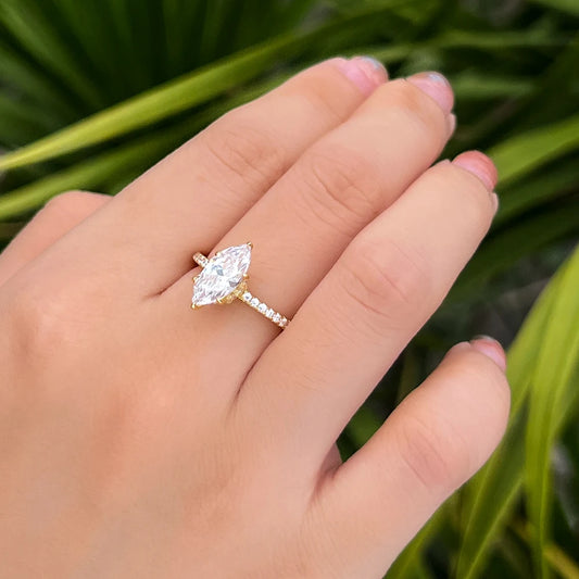 Luckacco QooLady Fashion 925 Sterling Silver Marquise Cut Cubic Zircon Dazzling Wedding Engagement Rings for Women Fine Jewelry SE012