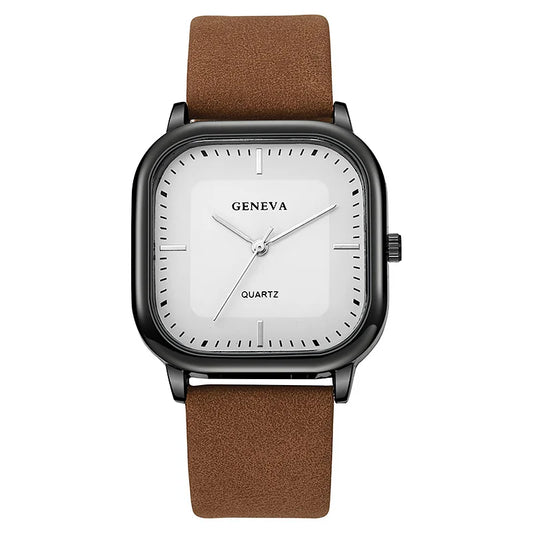 Luckacco Fashion Square Dial Men Watch Minimalist Casual Leather Strap Quartz Wristwatch Man Clock Relogios Masculino (Without Box)