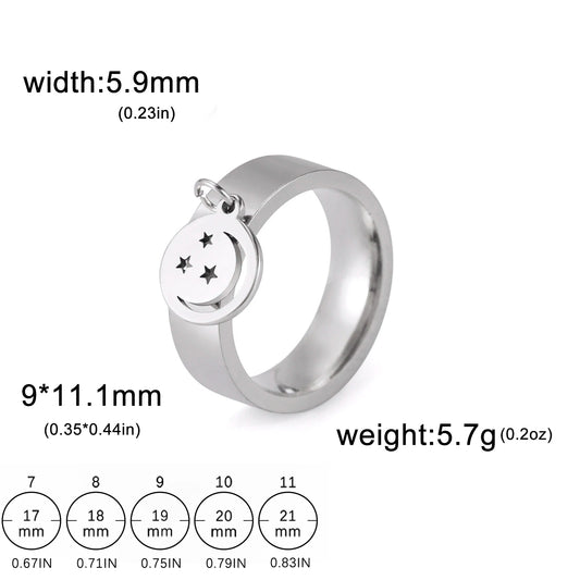 Luckacco Unift Women Stainless Steel Charms Rings Flower Leaf Spider Paw Pendant Finger Ring Fashion Minimalist Couple Jewelry