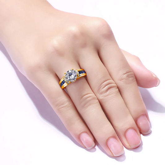 Luckacco Certified D Color VVS1 2ct Moissanite Diamond Ring For Women 100% Sterling Silver Good Quality Wedding Jewelry Pass Diamond Test