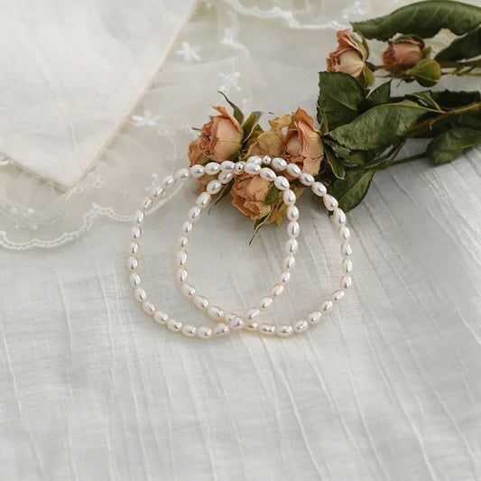 Luckacco Minar INS Fashion Genuine Freshwater Pearl Beaded Bracelets for Women Pearls Strand Elastic Charm Bracelet Office Career Jewelry