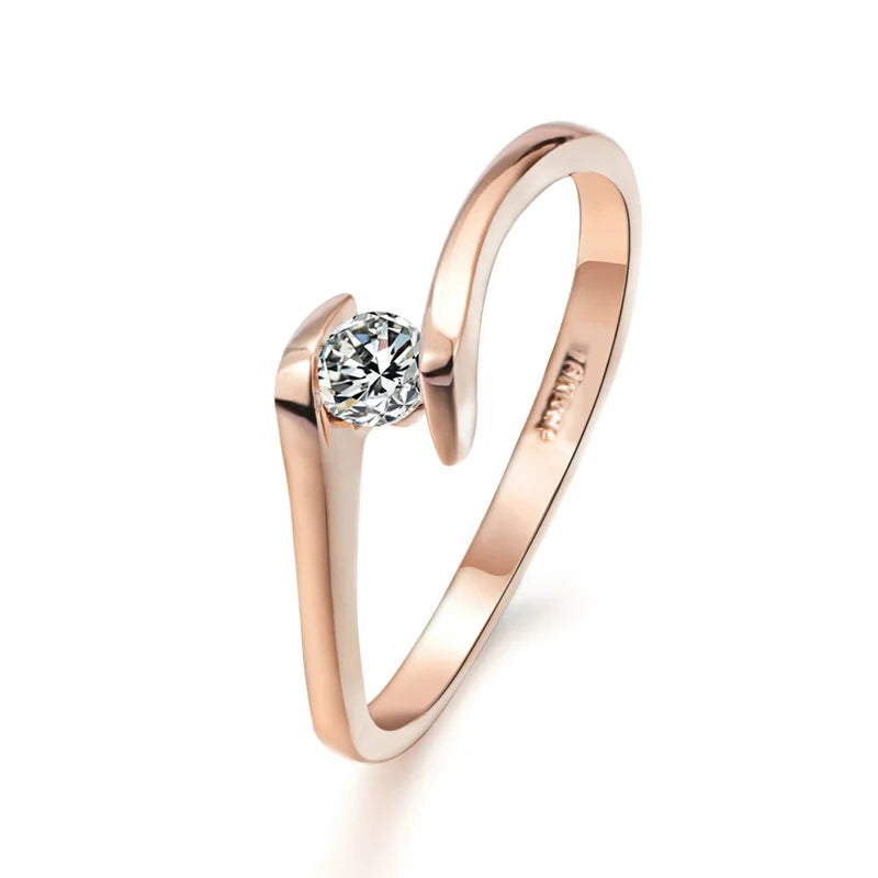 luckacco zhouyang wedding ring for women concise 4mm round cut cubic zirconia rose gold color engagement fashion jewelry zyr239 zyr422