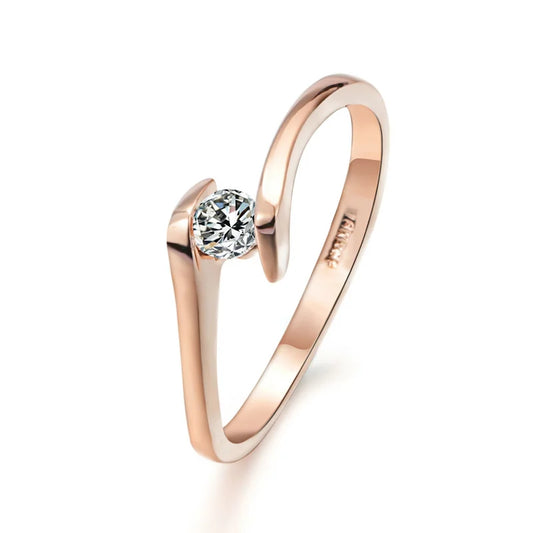 Luckacco ZHOUYANG Wedding Ring For Women Concise 4mm Round Cut Cubic Zirconia Rose Gold Color Engagement Fashion Jewelry ZYR239 ZYR422