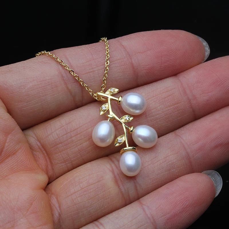 luckacco cute new pink natural pearl pendant for women,wedding freshwater pearl necklace mother wife birthday gift white