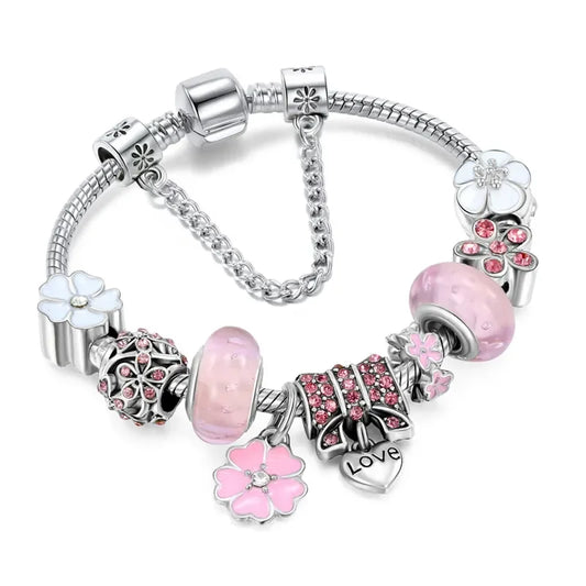 Luckacco 1 best-selling bracelet trendy DIY boutique glass inlaid diamond bracelet with Pan family style personalized jewelry bracelet