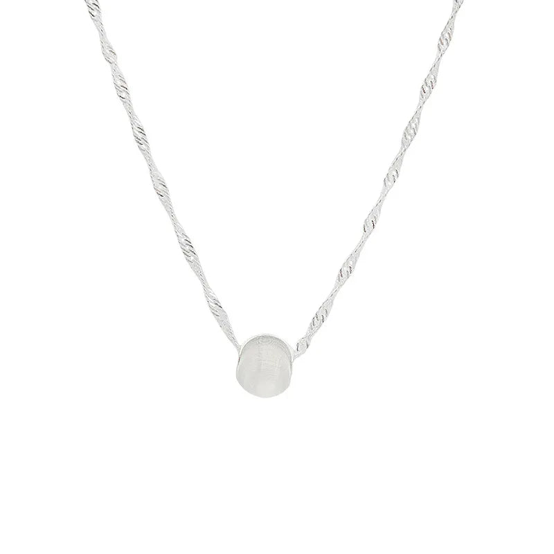 luckacco 925 sterling silver geometric shape necklace simple charming woman round bead pendant choker birthday gift exquisite jewelry