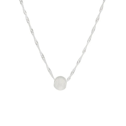 Luckacco 925 Sterling Silver Geometric Shape Necklace Simple Charming Woman Round Bead Pendant Choker Birthday Gift Exquisite Jewelry