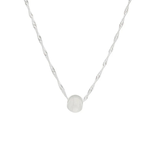 Luckacco 925 Sterling Silver Geometric Shape Necklace Simple Charming Woman Round Bead Pendant Choker Birthday Gift Exquisite Jewelry
