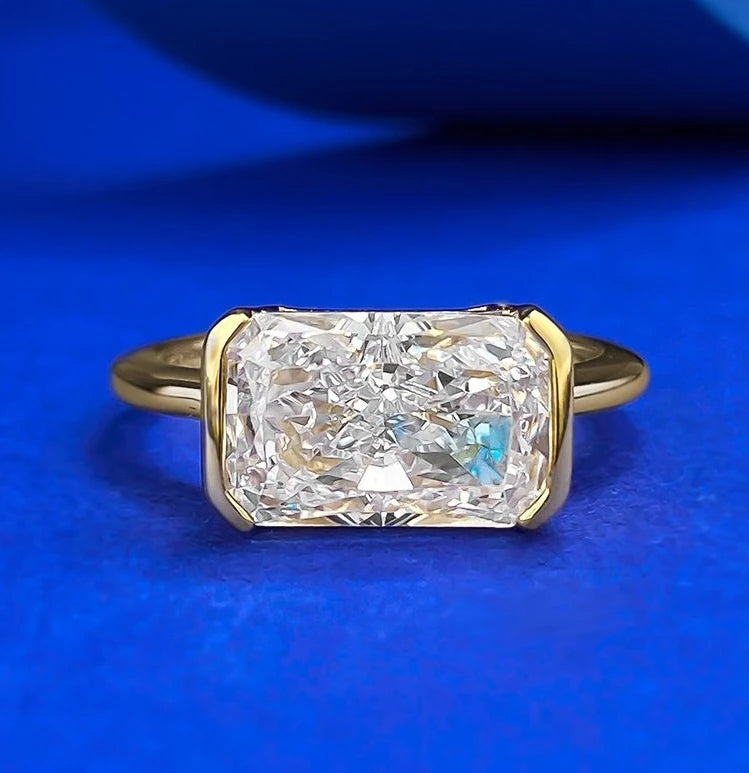 luckacco vintage style broken ice cut 925 silver ring 7 * 11 high carbon diamond cube candy ins diamond ring light luxury gift