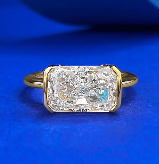 Luckacco Vintage style broken ice cut 925 silver ring 7 * 11 high carbon diamond cube candy INS diamond ring light luxury gift