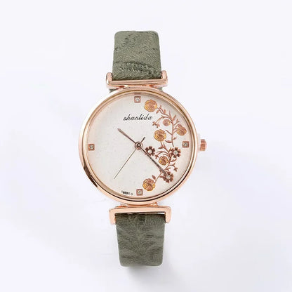 Luckacco Fashion Butterfly Women Watches 2025 Simple Brown Quartz Watch Vintage Leather Ladies Wristwatches Clock часы женские наручные