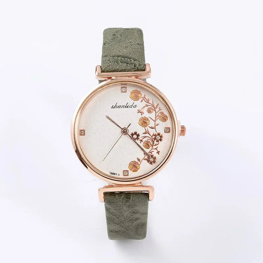 Luckacco Fashion Butterfly Women Watches 2025 Simple Brown Quartz Watch Vintage Leather Ladies Wristwatches Clock часы женские наручные