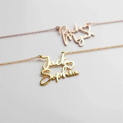 Luckacco Customized Couple Double Name Love Necklace Personalized Double Name Pendant Stainless Steel Jewelry Valentine's Day Gifts