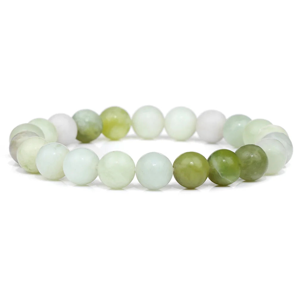 luckacco handmade natural stone african stone beads bracelet men yoga mala jewelry green moss agates beaded bracelet for women men