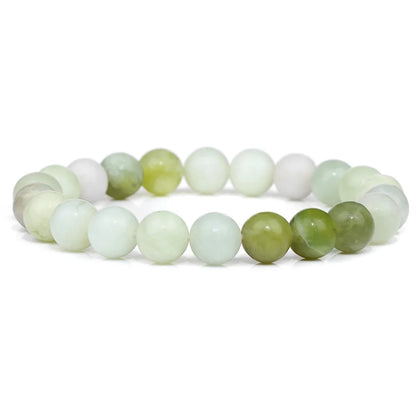 Luckacco Handmade Natural Stone African Stone Beads Bracelet Men Yoga Mala Jewelry Green Moss Agates Beaded Bracelet for Women Men