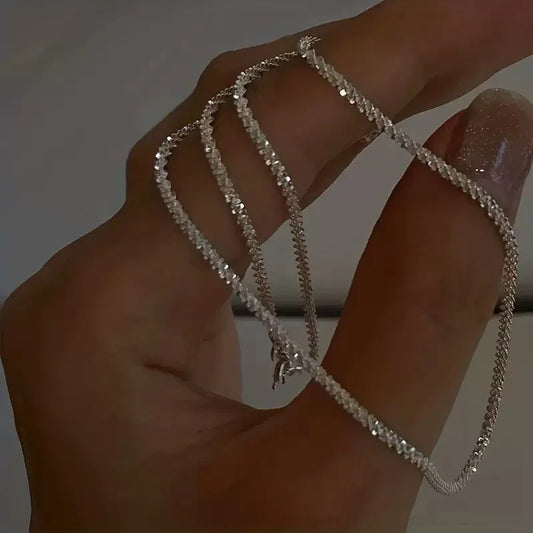 Luckacco Exquisite 925 sterling silver sparkling necklace for women engagement party jewelry gifts