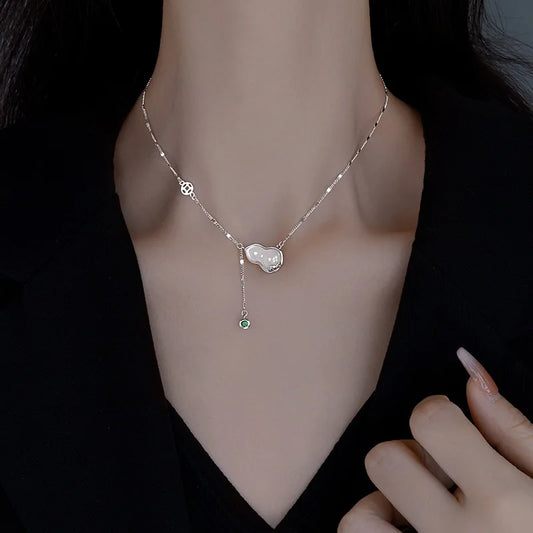 Luckacco New Trendy Fashion 925 Silver Pearl Simple Elegant Thin Chain Pendant Necklace for Women Girl Jewelry Dropship