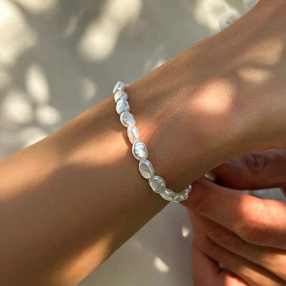 Luckacco Vintage Creativity Irregular Baroque Imitation Pearl Heart Shape Beading Bracelets for Women Fashion Accessories Lucky Tag Gifts