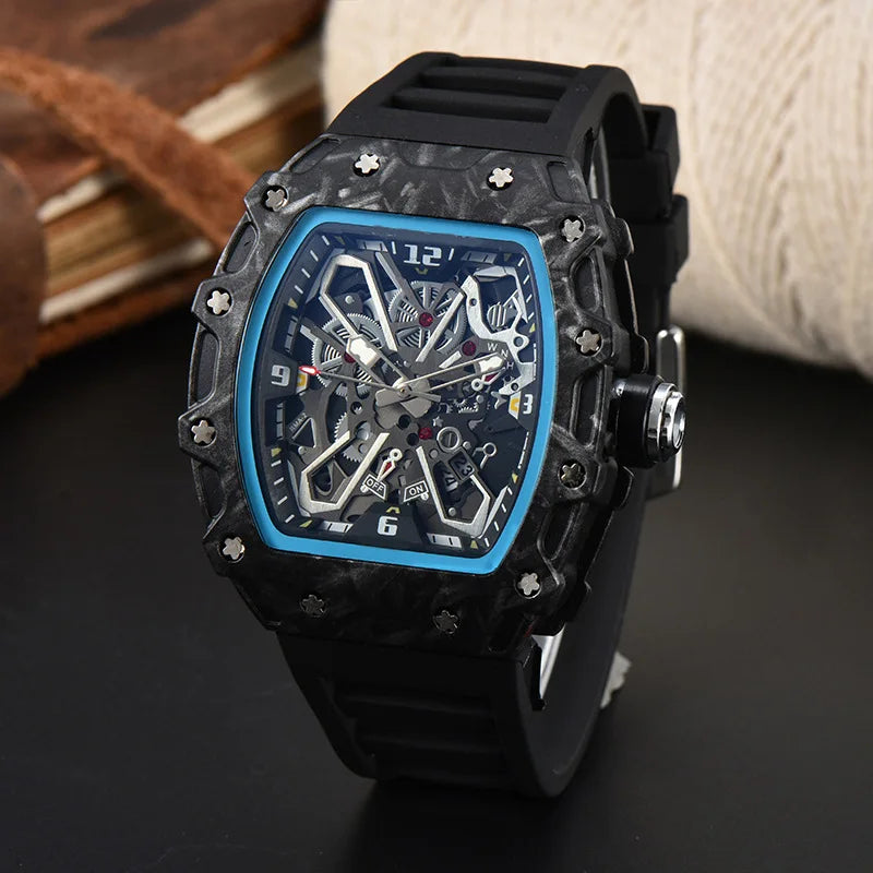 luckacco foreign trade new men's watch wholesale color line hollow dial quartz watch simple fashion watch spot