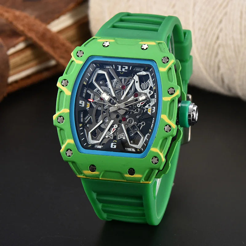 luckacco foreign trade new men's watch wholesale color line hollow dial quartz watch simple fashion watch spot