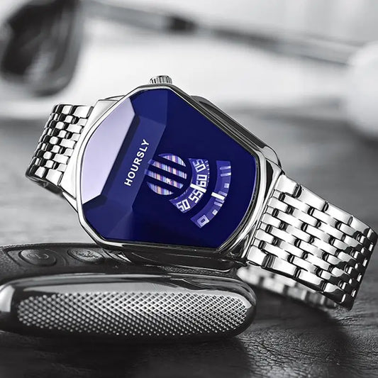 Luckacco Gold Luxury Brand Trend Cool Men Wrist Watch Stainless Steel Technology Fashion Quartz Watch for Men 2024 Relogio Masculino