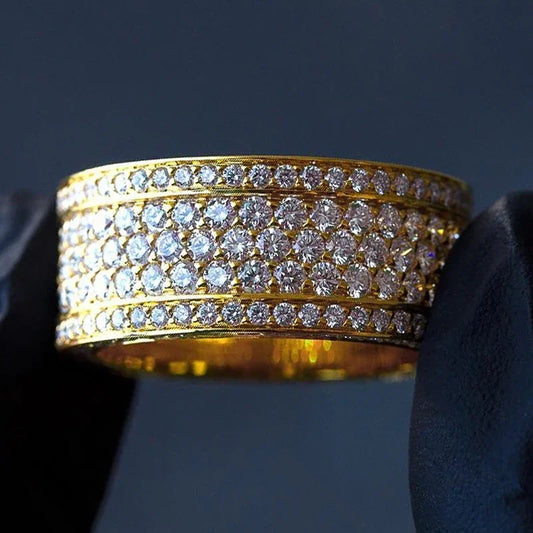 Luckacco New Eternity Wedding Bands Women's Rings Luxury Gold Color Paved Cubic Zirconia Simple and Elegant Female Anniversary Jewelry