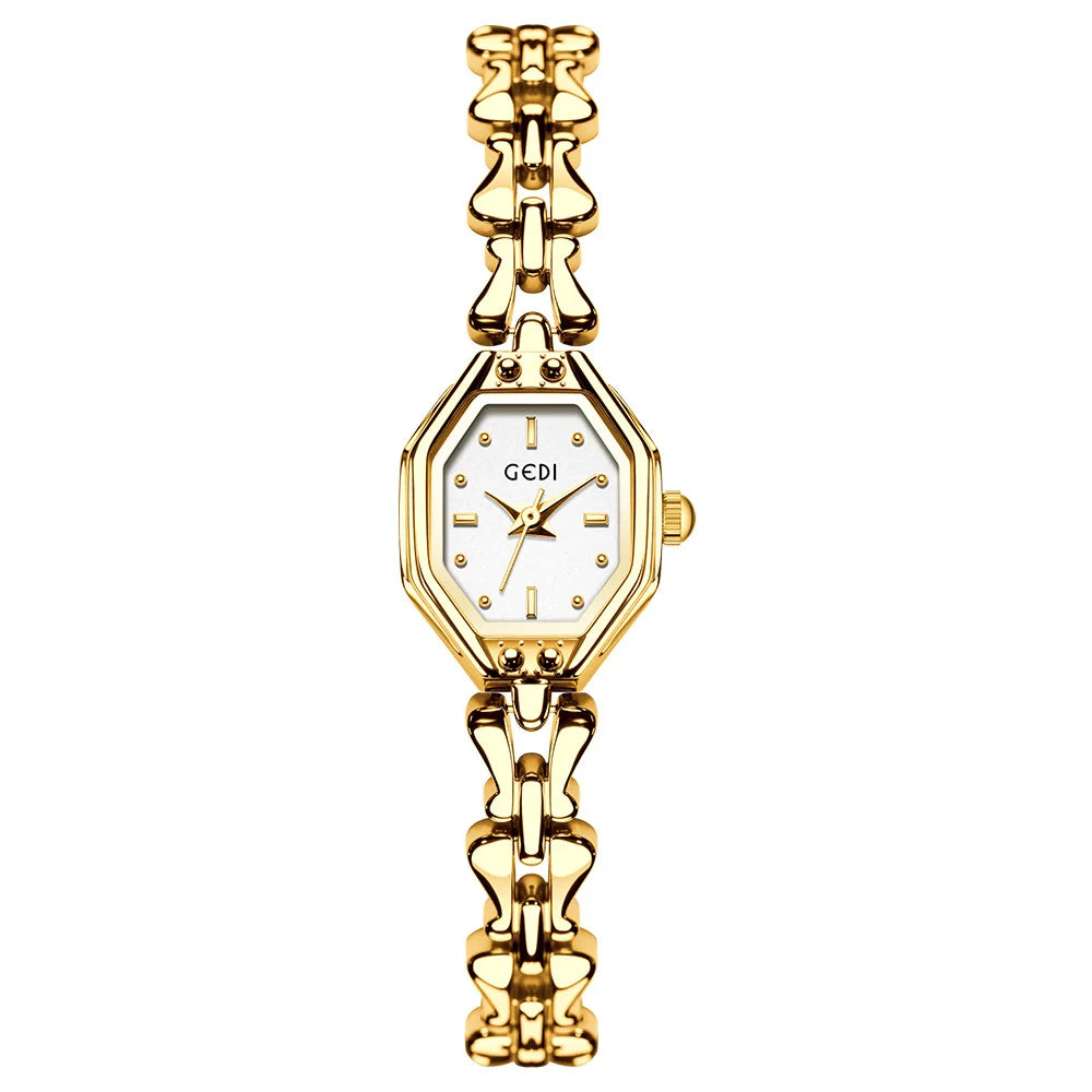 luckacco gedi brand ladies watches are exquisite light luxury retro metal bracelets high-end waterproof women fashion quartz wristwatches
