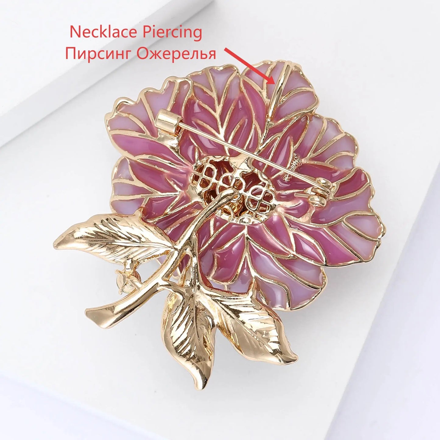 luckacco beaut&berry trendy luxury peony flower brooches for women unisex plant pins friends party gifts banquet jewellery accessories