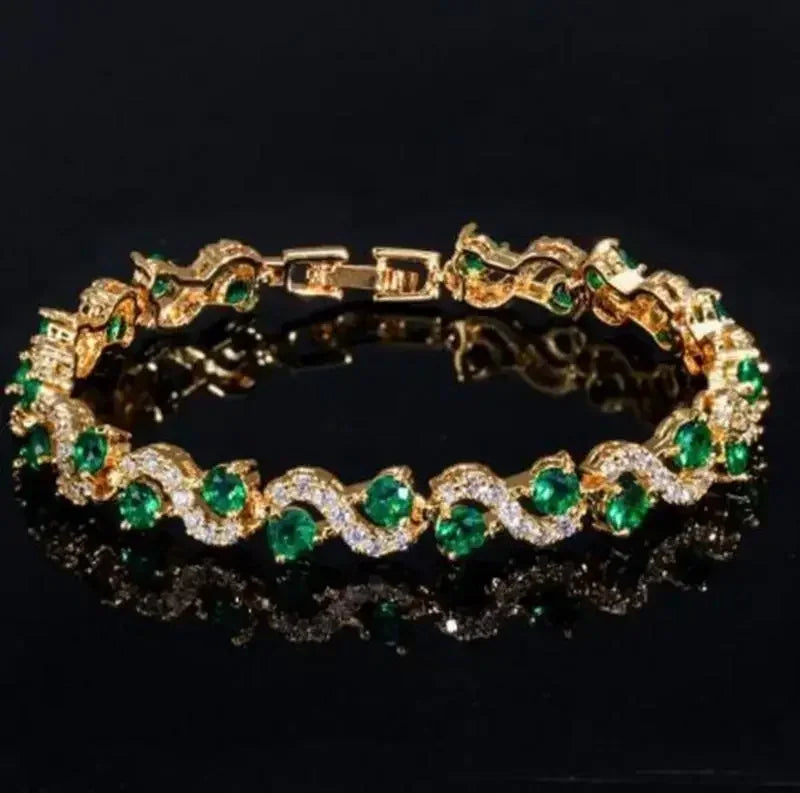 luckacco exquisite shiny tennis ball shape crystal zircon bracelet for women fashion evening party jewelry girls gift