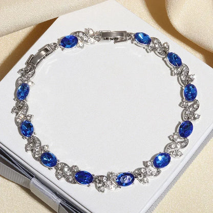 Luckacco Exquisite Shiny Tennis Ball Shape Crystal Zircon Bracelet for Women Fashion Evening Party Jewelry Girls Gift