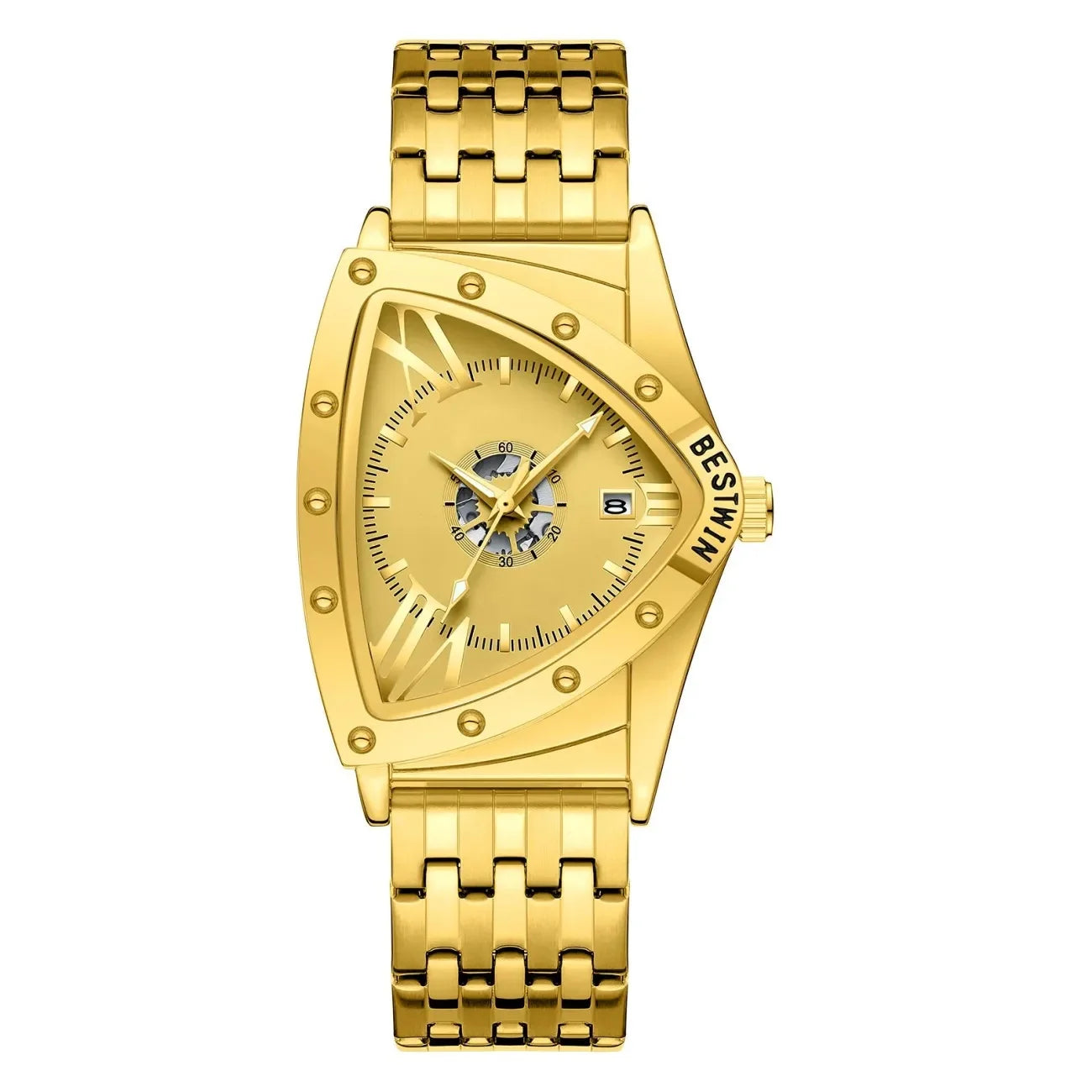 luckacco men watches unique design top brand luxury men's wrist watches quartz wristwatch fashion male clock stainless steel band