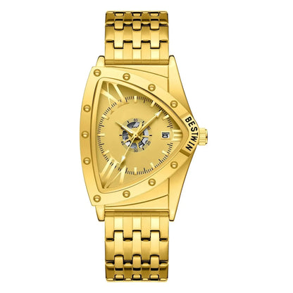 Luckacco Men Watches Unique Design Top Brand Luxury Men's Wrist Watches Quartz Wristwatch Fashion Male Clock Stainless Steel Band