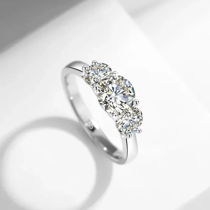 luckacco 2ct moissanite eternity ring 925 sterling silver with yellow white gold plated lab diamond rings for women fine jewelry