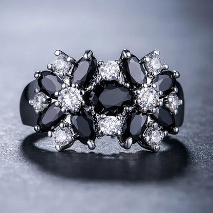 Luckacco Hot Sale Cocktail Party Ring Flower Cubic Zirconia  Valentine's Day Gift  Fashion Jewelry Luxury Rings for Women & Lover