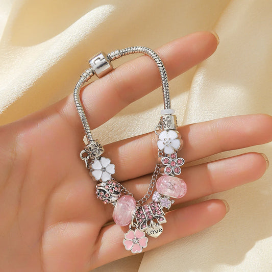 Luckacco 1 best-selling bracelet trendy DIY boutique glass inlaid diamond bracelet with Pan family style personalized jewelry bracelet