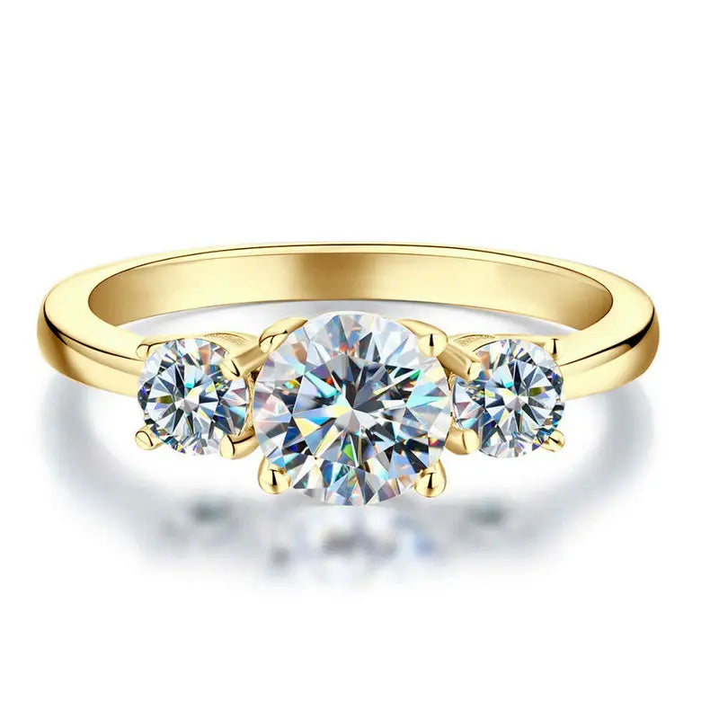 luckacco oxtao 3 stone engagement rings for women 925 sterling silver luxury jewelry 6.5mm wedding rings vvs1 d moissanite ring jewelry