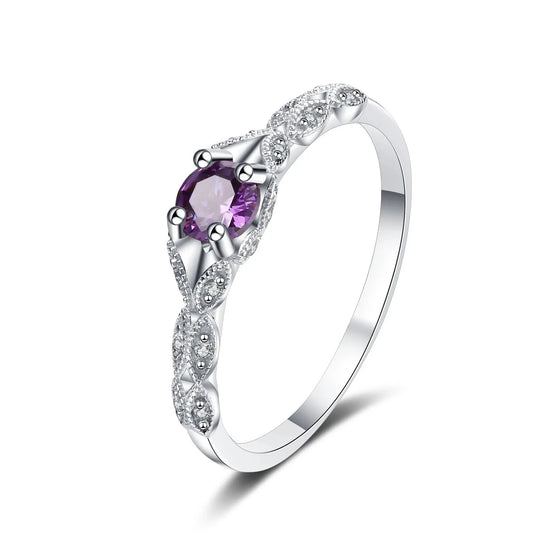 Luckacco Light luxury style amethyst zircon women's ring, simple and fashionable gemstone
