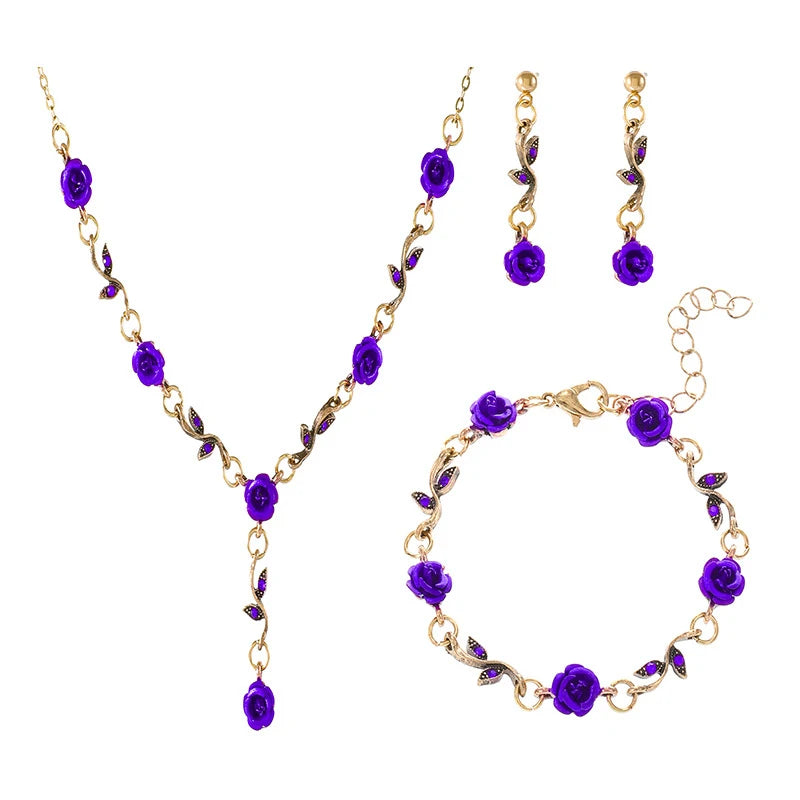 luckacco 4pcs women's jewelry set, luxury ladies fashion casual bracelets, necklace, earrings, jewelry set, suitable for daily wear, gift