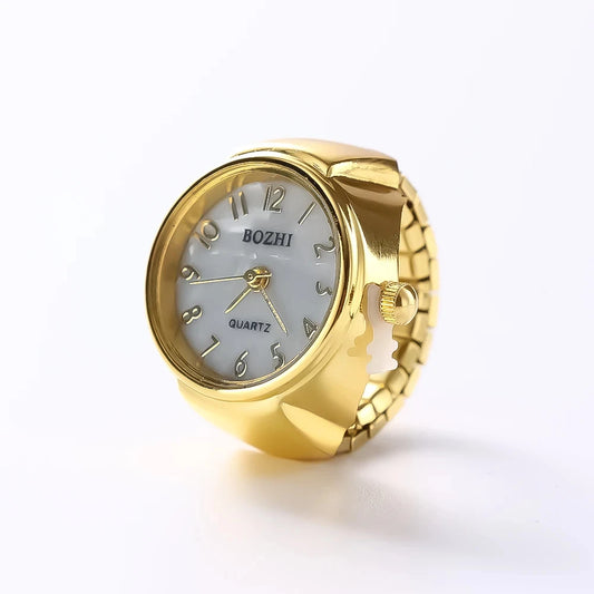 Luckacco Steel Fun New Roman Quartz Finger Watch Rings Vintage Punk Mini Elastic Strap Alloy Watches Couple Rings Jewelry Clock Women Men