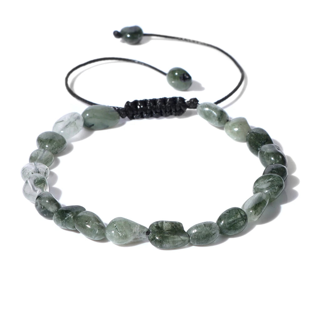 luckacco natural crystal gravel stone bracelets for women healing irregular amethysts lapis lazuli rose quartzs chain bracelet jewelry
