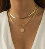 Luckacco Women Girls Silver Color Simple Three Layer Necklace Shiny Long Bar Pendant Women Wedding Gifts Exquisite Accessories