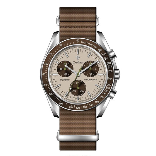 Luckacco CADISEN New Men's Watches Luxury Quartz Wrist Watch For Men Sapphire AR Coated Crystal Canvas VK68 Speed Chronograph Automatic