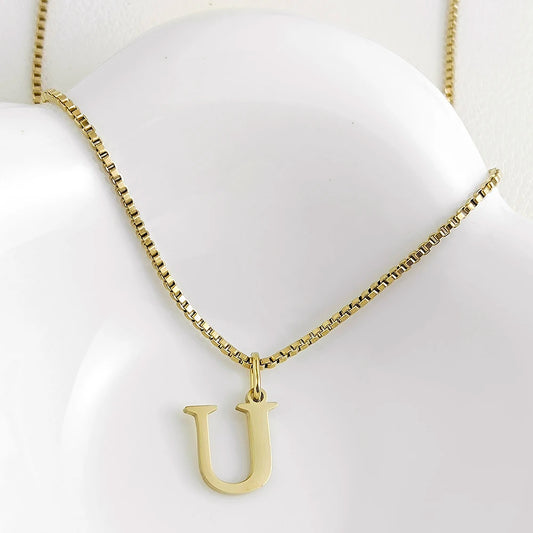 Luckacco Initial necklace letter pendant chamrs stainless steel Necklace jewelry Women's Necklace Box Chain Choker woman trend 2025 gift