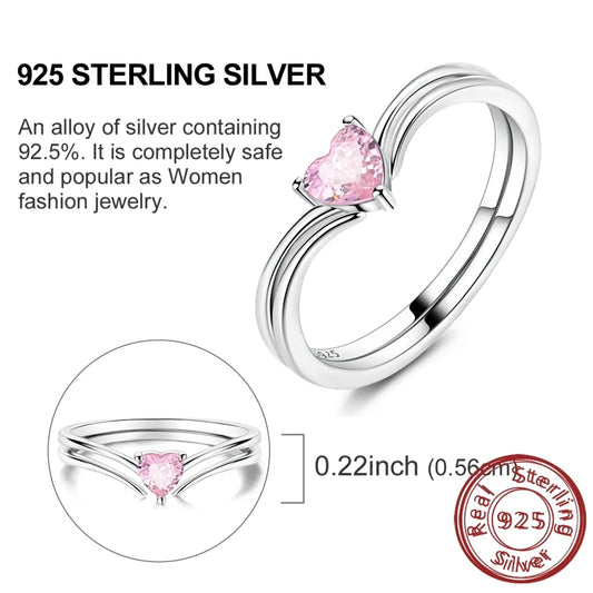 Luckacco New 925 Sterling Silver Rings Gold Heart Bow Adjustable Open Closed Ring Suitable for Women Stacking Ring Fashion Jewelry Gift
