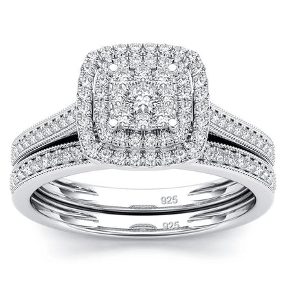 Luckacco Szjinao 2pcs Moissanite Ring Set For Woman Original 925 Silver Wedding Jewelry Luxury Engagement Ladies Anniversary Gift Trend