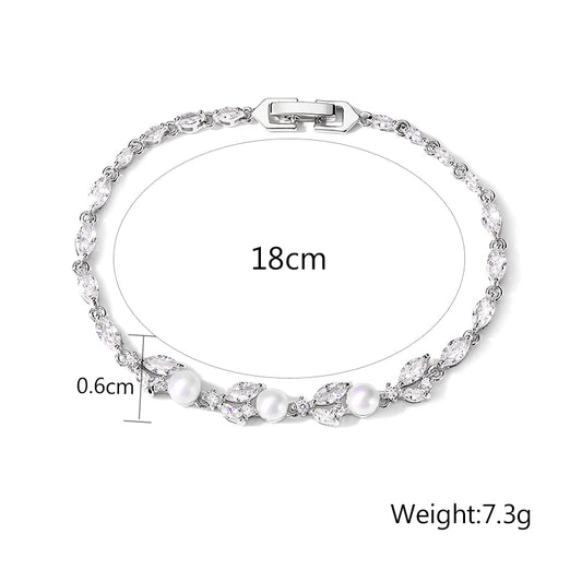 Luckacco Uilz New Classic Cubic Zirconia Water Drop Bracelet Bangle for Women Tennis Chain Wedding Dinner Party Birthday Wedding Jewelry