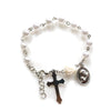 Luckacco QIGO Imitatial Pearl Bracelets Acrylic Beads Rose Cross Strand Jewelry White Pink